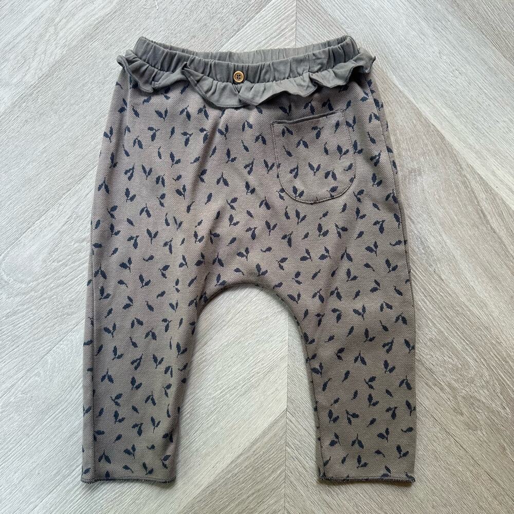 Benetton Ruffle Harem Pants Joggers Leggings Baby Girl 12-18 Months Gray Blue
